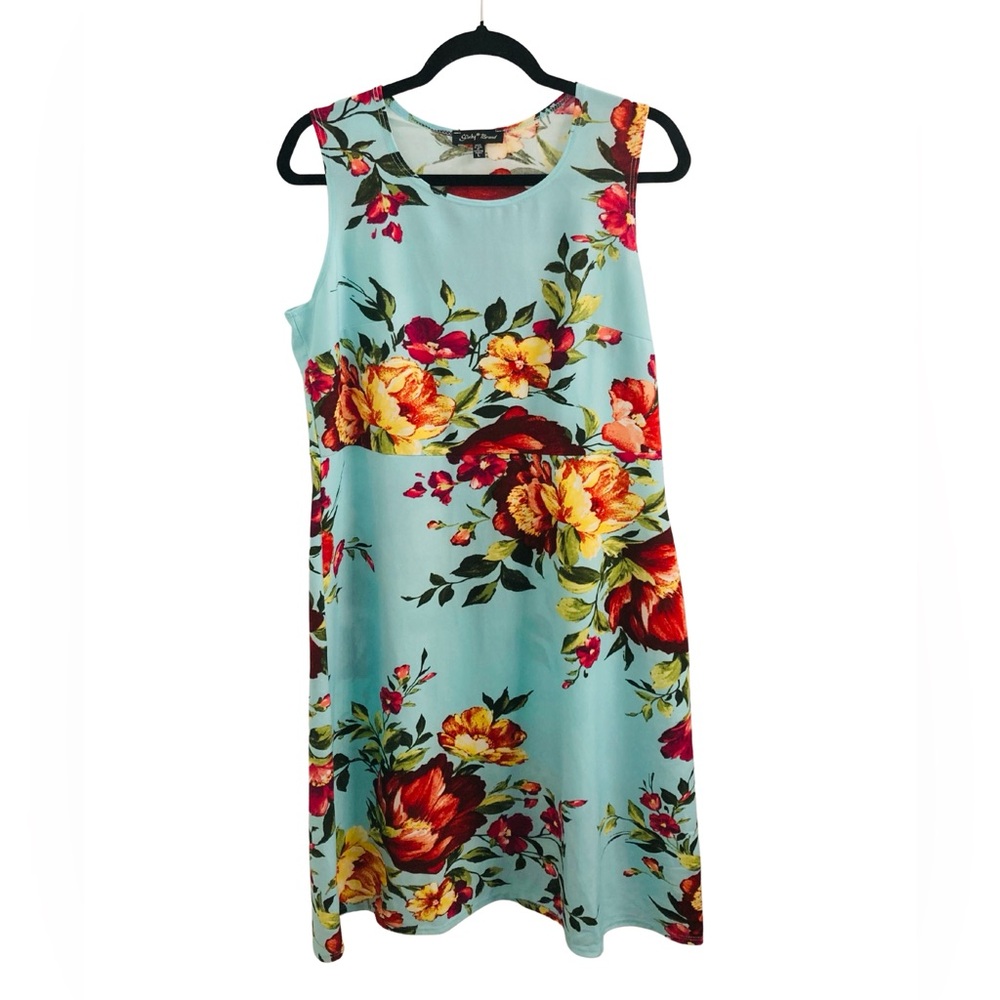 Slinky Brand Midi Floral Sleeveless Dress Size L